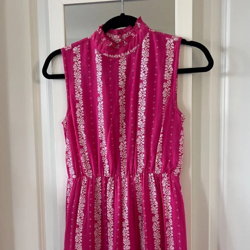 Valencia & Vine Mia Mock Neck Midi Floral Dress Tiered cotton size XS womens - Picture 4 of 7